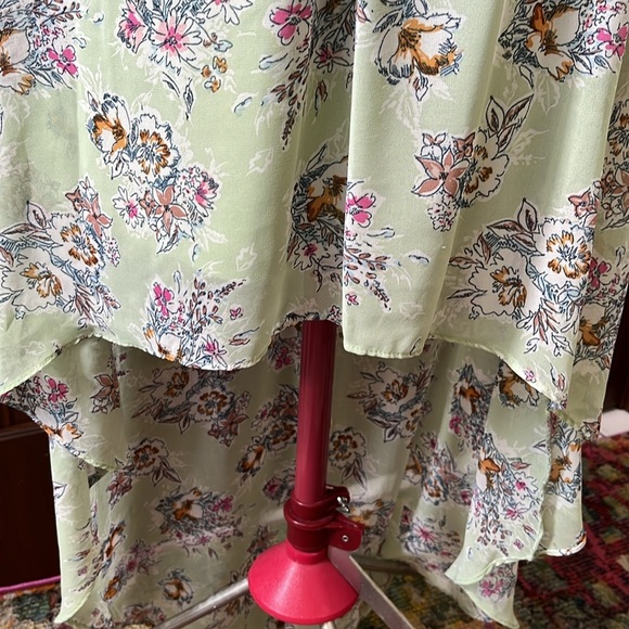 As U Wish Sheer Overlay V-neck cap sleeve dress mini to Maxi Sage NWOT Size S - Picture 6 of 16